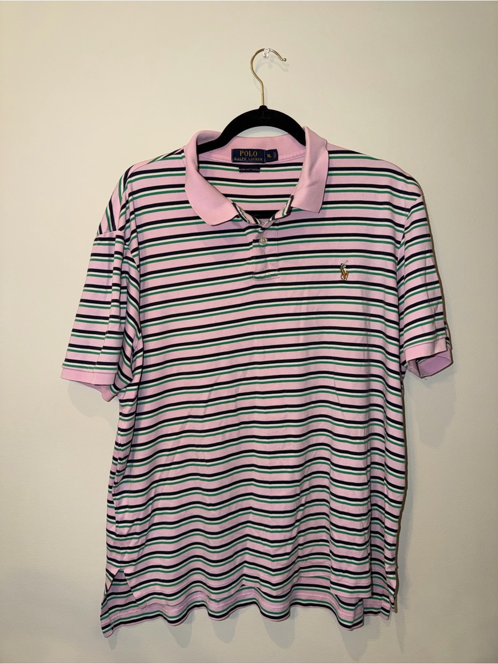 Polo by Ralph Lauren Pink Polo with Green & black Stripes